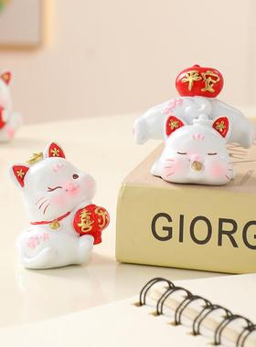 wghf可爱居招财猫摆件家用玄关家装品办公室桌摆面设乔迁饰新居礼