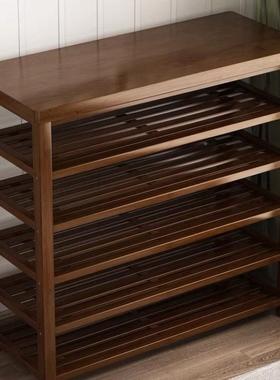 实楠竹鞋架家多用入户门口可坐鞋柜层木置物RZG架简鞋易客厅走廊
