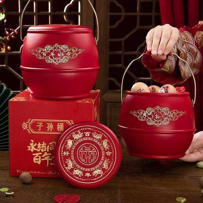 子孙桶婚套女方陪嫁子桶孙桶结红色喜早生贵子全提桶婚庆厂家直供