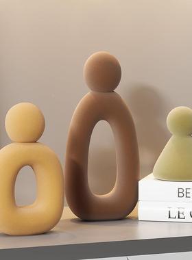 一家三术口客艺植绒软人物摆件厅电视柜玄关极F99M5TH5简感小众装