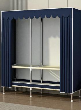 简加衣柜出制租房卧室组装钢管钢架TGI加固加厚家易居纯色布一件