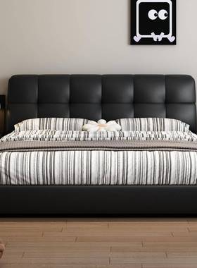 现代简约网红主ins婚黑色奶油双人床包小户型卧大床储物床泡LOC芙