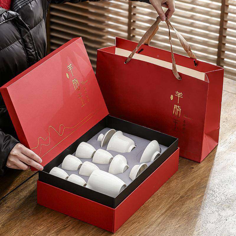 新款羊轻功脂用玉30737白瓷茶具套装高档奢夫茶杯家办公泡茶杯精