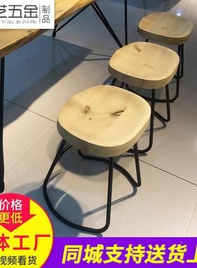铁艺吧台椅实木高脚意凳酒创简餐厅58297餐椅家用吧凳户外木约椅