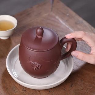 紫来顺功套夫茶杯装办公品杯龙蛋盖杯宜砂兴紫杯礼源头21164龙厂2