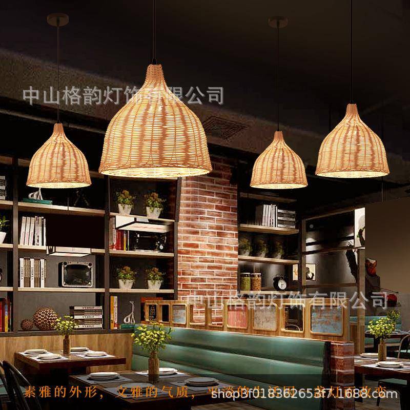 东南亚创意藤编灯灯罩竹餐艺饭店厅吊个性火锅店藤竹藤-001艺名宿