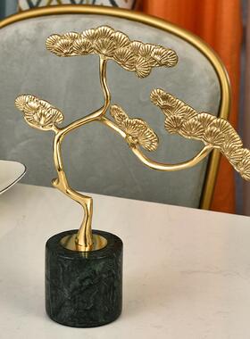 简约新中式饰迎客客松965样房厅创意摆件板乔迁新居软装品