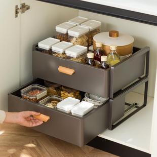 9sa橱拉篮柜内层带收抽屉置物架带滑轨纳架改抽柜屉碗架分调982料