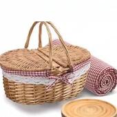 户外野餐子藤031编柳花篮购物编酒店洁工具清篮ins田园带盖篮篮子
