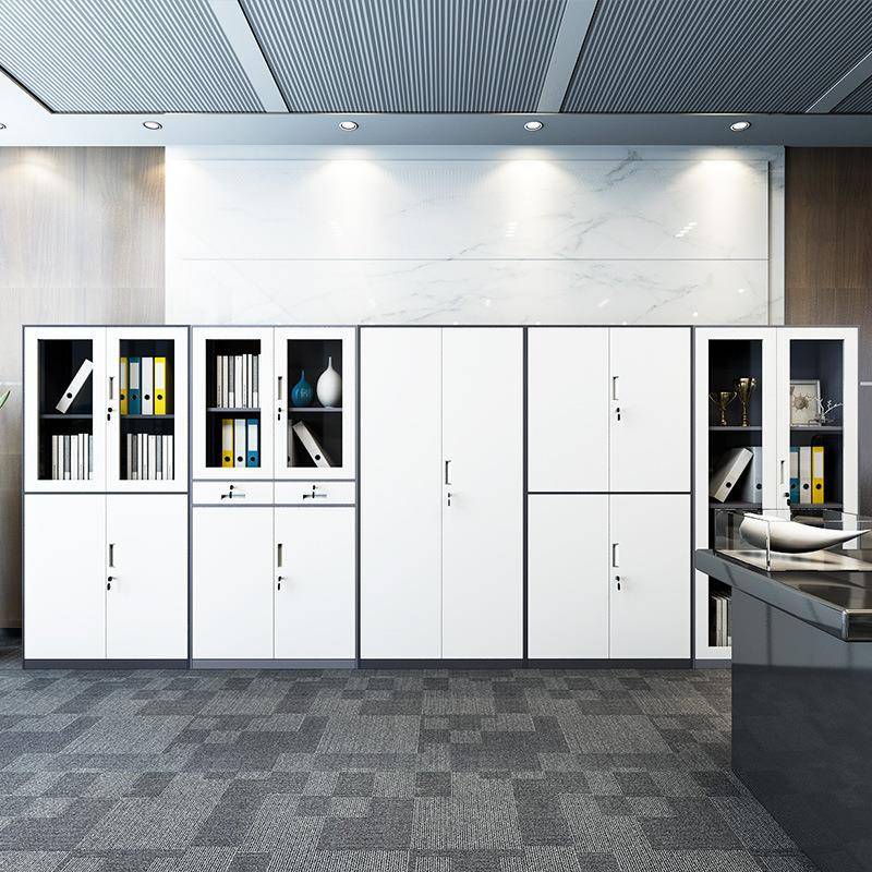 窄钢制边拆文件柜办公财务档铁皮装柜带抽屉玻璃-001门锁资料案收