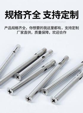 膨胀螺栓国标20/HTW304不沉锈钢丝螺膨胀断桥神钉十字头1头平头膨