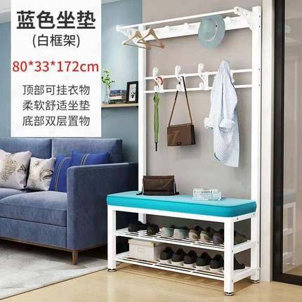 换鞋凳衣架落地物一挂体客YMJ帽厅卧室衣架门口软包可坐简易鞋柜