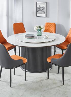 酒店电动盘餐桌转岩板圆桌饭店包OYT厢餐锅厅轻奢2大0人宴会桌火