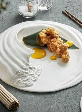 厂家新款创意摆盘高档餐甜厅特盘级酒色店MNE异形盘高西式点轻奢