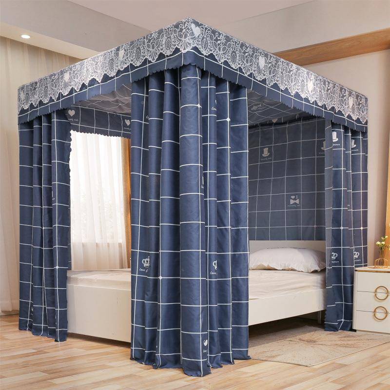 加厚物理遮TKvlyXlC光床幔双床体帘公主风蚊帐一式防风防尘顶人床