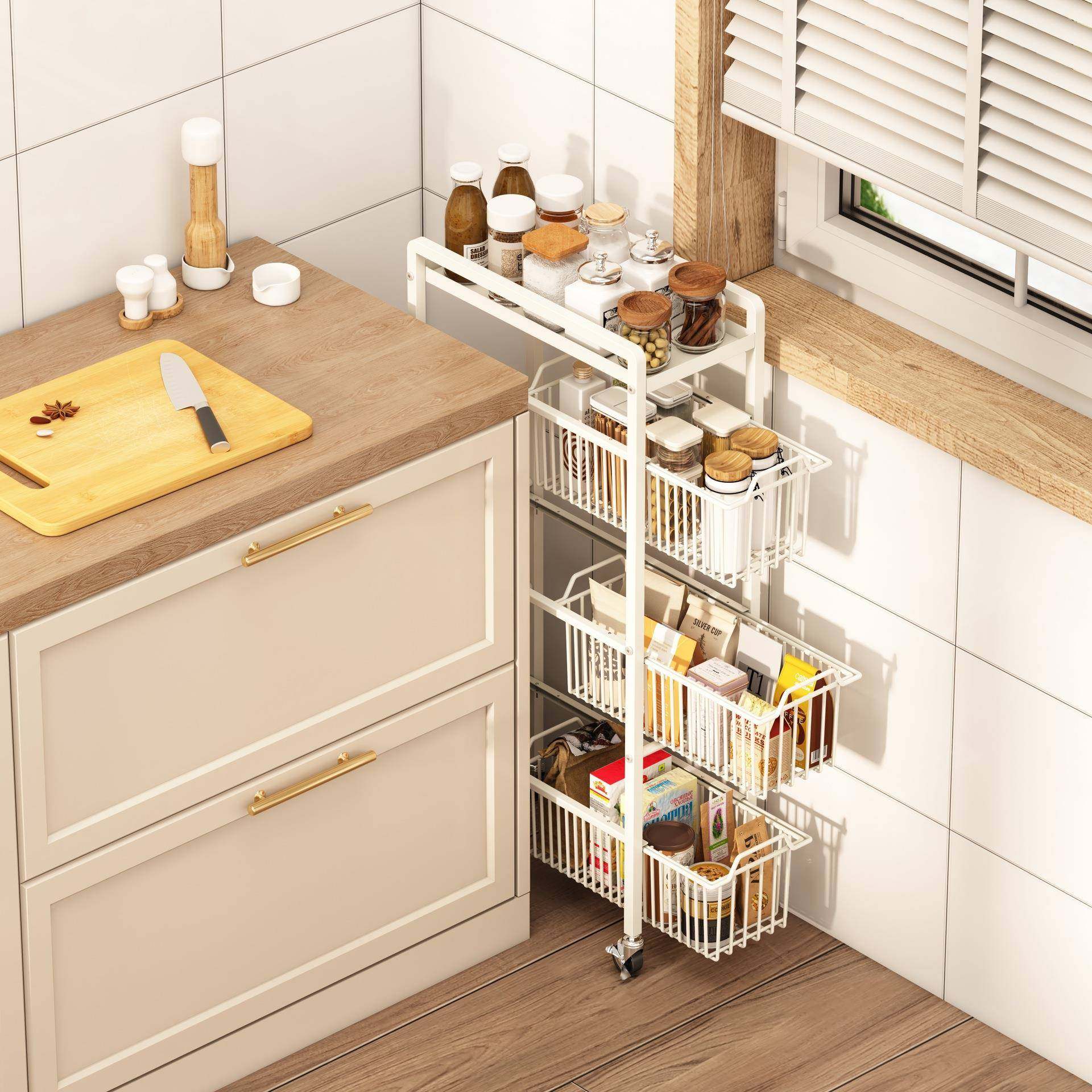 NYT厂家一厨房收纳架简约多功能体收纳调制料夹缝简约定四架层夹,收纳整理,书桌收纳置物架,淘宝优惠券,粉丝福利购,淘宝优惠卷