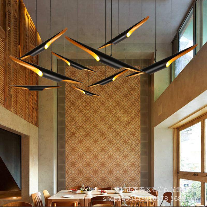 厅现代简吧约餐吧台外黑内437金铝材灯厅咖啡饭店酒创意吊灯厂价