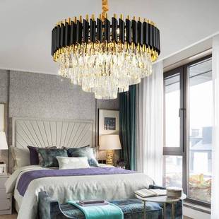 客厅水晶吊灯圆形后现代港式轻奢大气别墅灯餐厅卧室复式楼楼梯灯