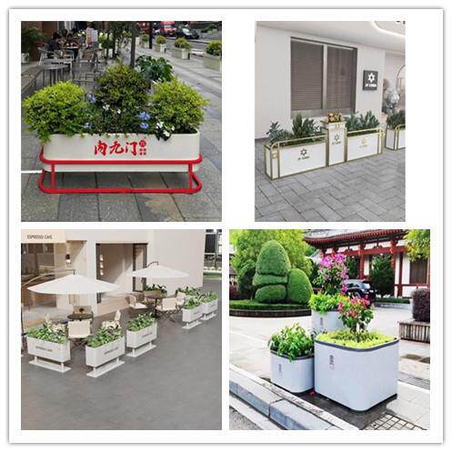 户外不锈钢铁艺花架组合外摆隔断圆角花箱烤漆花坛创意街道种植箱