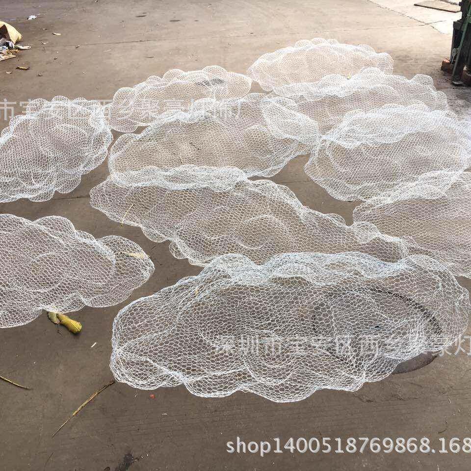 工程创意铁丝编织铁网吊灯复古工业风棉花白云云朵大吊灯