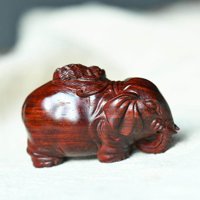 印度小叶紫檀精雕大象背福紫檀木手玩件把件小叶紫檀手工艺品