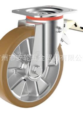 德国WICKE-TOPTHANE威卡脚轮5寸聚氨酯铝芯125mm万向带刹车155158