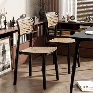 藤编椅子家用轻奢餐桌靠背椅塑料加厚可叠放结实耐用餐厅餐椅