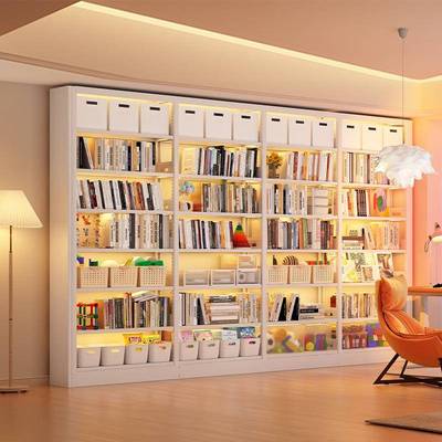 家用图书馆钢制书架落地置物架儿童书柜绘本架客厅简约铁艺储物架