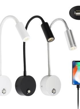生产LED触摸调光阅读灯带USB充电口AC100-240V宽压床头板阅读灯