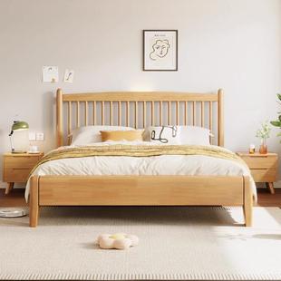 北欧简约温莎实木床主卧1.8米原木床储物床1.5米双人床民宿床