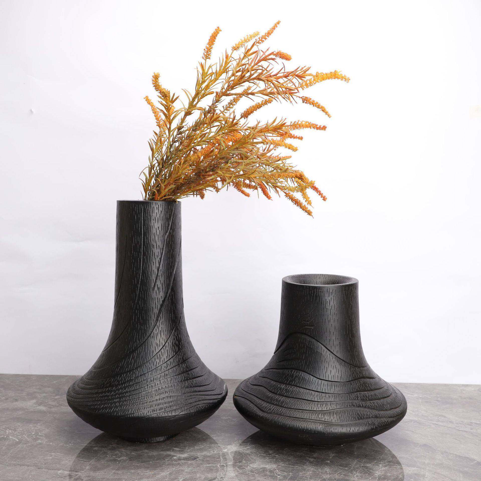现代简约客厅样板房茶几桌面花瓶装饰品黑色木纹插花花器树脂摆件,纺织面料/辅料/配套,纺织机械配件,淘宝优惠券,粉丝福利购,淘宝优惠卷