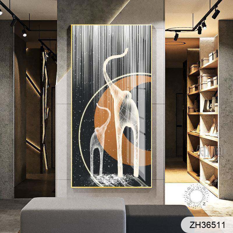 现代简约玄关入户抽象吉祥图案装饰画轻奢大气客厅走廊过道挂画