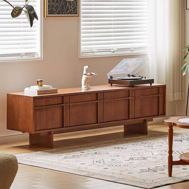 北欧樱桃木复古全实木电视柜简约黑胡桃木小户型客厅多功能视听柜