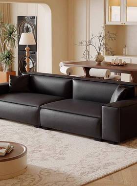 意式极简豆腐块皮艺沙发现代简约轻奢客厅大小户型直排大黑牛沙发