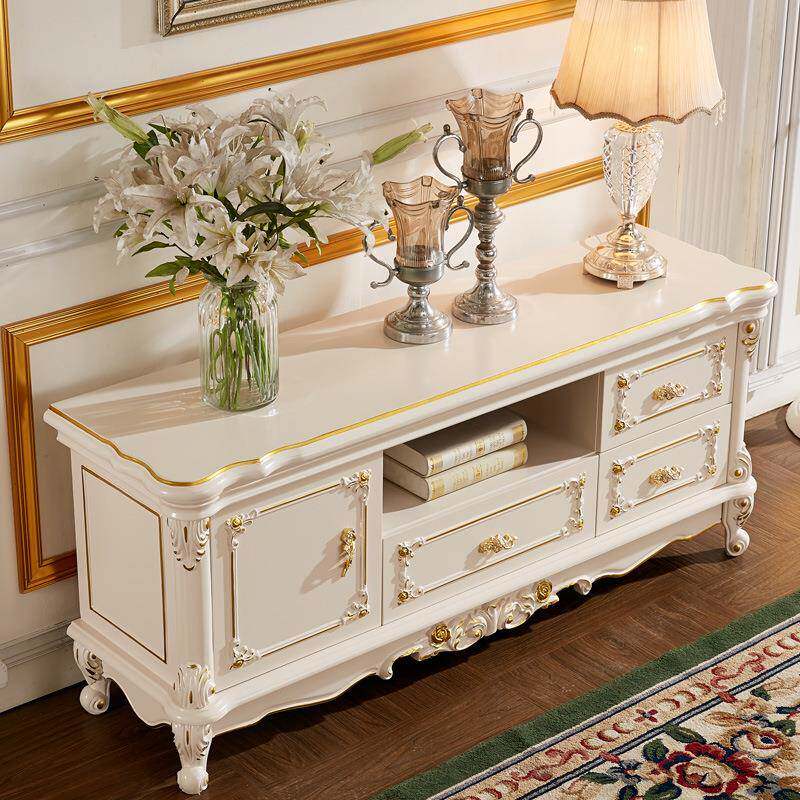 卧室电视柜主卧加高款储物柜高柜欧式床尾床边柜理石台面60cm