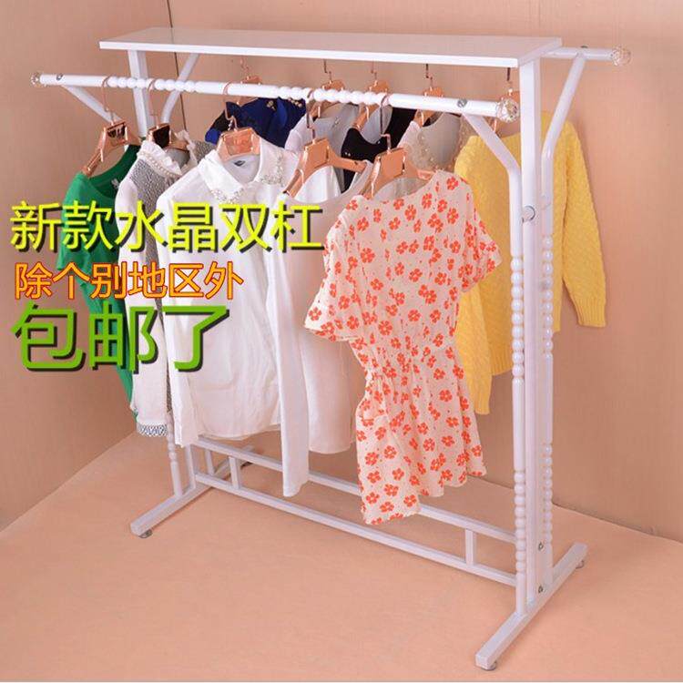 玫瑰金镜面中岛架服装店衣架展示架双杠货架落地衣服架多省包邮