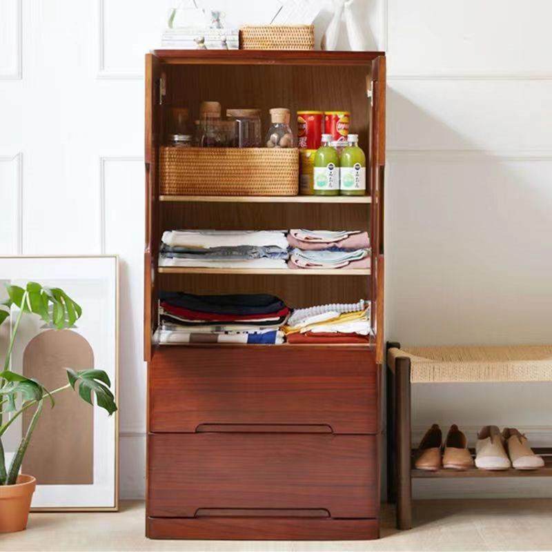 Q*全实木小型衣柜家用卧室单人储物柜儿童衣服收纳柜子窄简易矮衣