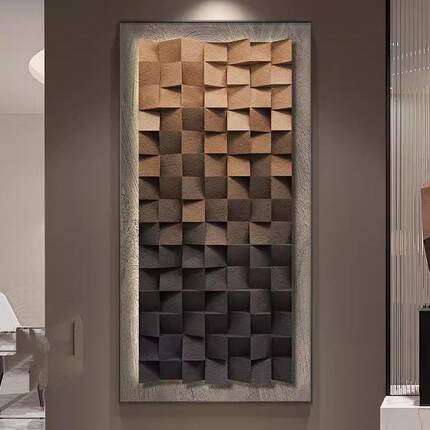 入户门玄关装饰画几何抽象壁画带led灯光画简约现代走廊过道挂画