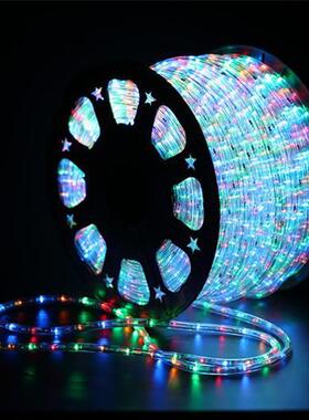 led圆二线灯带户外防水工程装饰彩灯闪灯防水彩色霓虹灯直销