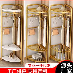 转角衣帽架加粗款衣架家用置物架衣架落地带筐多功能收纳挂衣架