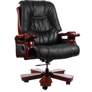 直销高靠背办公椅实木大班椅真皮老板椅电脑椅转椅9011