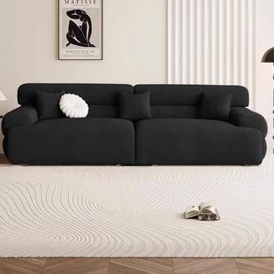 法式复古沙发黑色布艺沙发中古风2023新款客厅小户型直排三人位