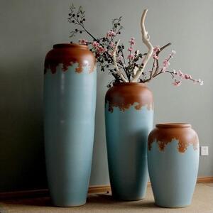 20201127陶瓷落地花插颜色釉插窑变花插代欧式客厅店别墅摆酒件大