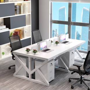 职员办作公4人坐带隔板工桌卡位电脑椅组合6桌74701人位员工办公