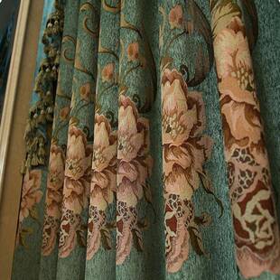 欧式绣花豪华客厅窗年帘成品2FUM大气室雪尼尔遮光轻奢025新卧款