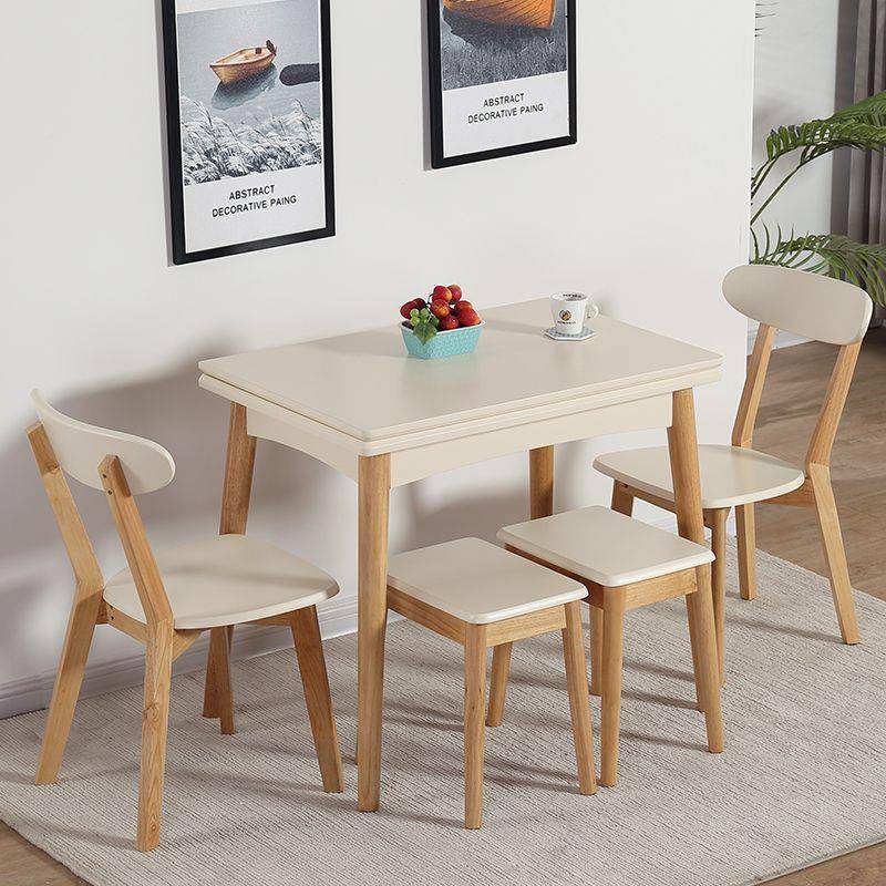 小户型家折叠板餐岩桌用伸缩实木餐桌方椅组合YYD简约长形多功能