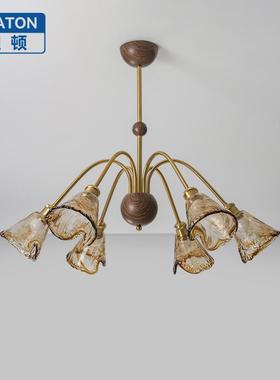 法IJM式复古客厅厅吊灯设餐计师美式中古厅南玻洋风大灯多头璃主