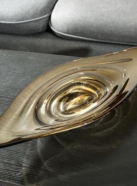 代现轻奢14310玻饰璃果盘客厅家用茶几网红高档件软装品创意摆大