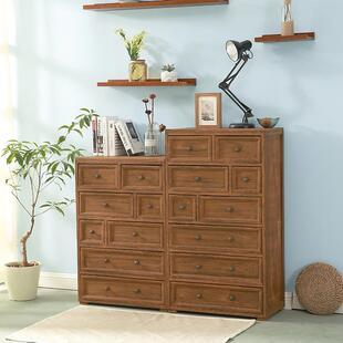 合复质古组斗柜木家居客厅大容量收纳多层抽屉式储96108物柜柜