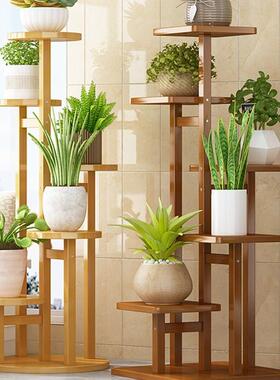 花架子客厅落地式梯阳台URU花置物内架多肉植阶物室多架层实木花